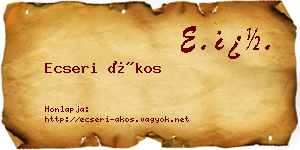 Ecseri Ákos névjegykártya